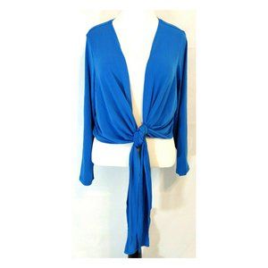 Roamans Plus 1X 22/24 Blue Bolero Tie Front Top